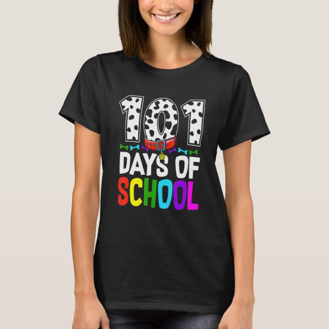 Camiseta Feliz 101 dias de Cachorros de Ensino Curtos Atrae (Frente)