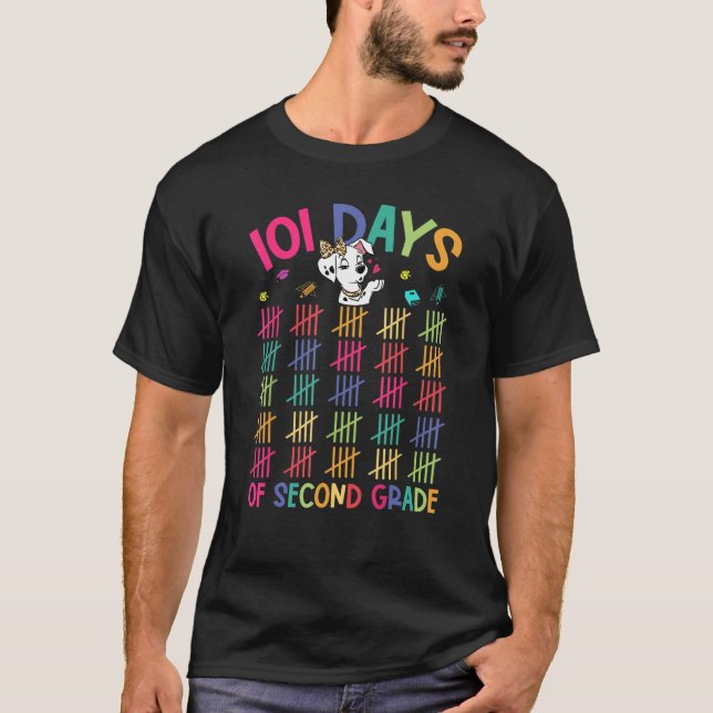 Camiseta Feliz 101 Dias de Escola 2º Cão de 100º Dias (Frente)