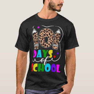 Camiseta Feliz 101 Dias De Estudante De Leopardo Escolar 10