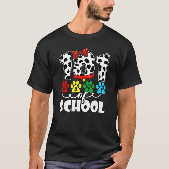Camiseta Feliz 101 Dias De Estudantes De Cachorro Ou Profes (Frente)