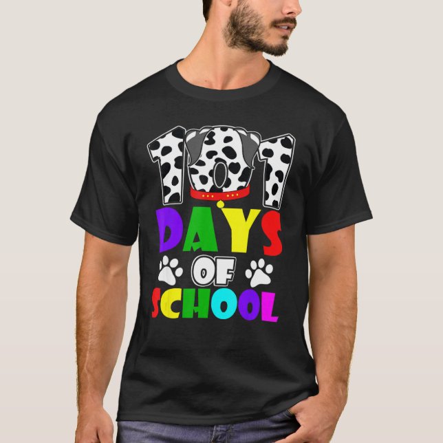 Camiseta Feliz 101 Dias De Estudantes De Cachorro Ou Profes (Frente)