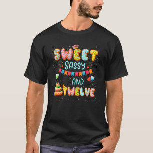 Camiseta Feliz 12 Aniversário Doce Sassy e Doze Meninas 12