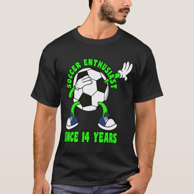 Camiseta Feliz 14 de aniversário, 14 anos, 14 de futebol (Frente)