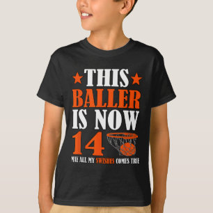 Camiseta Feliz 14 de aniversário de 14 anos 14 de basquete 