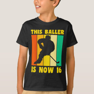 Camiseta Feliz 16 de aniversário, 16 anos, Retro Hockey 16t