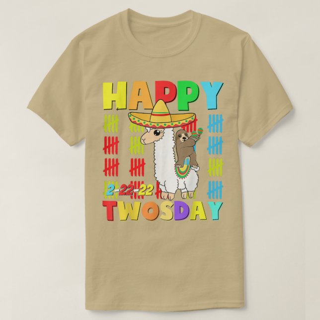 Camiseta Feliz 2222 Taco Lama, 22 de fevereiro (Frente do Design)