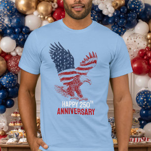 Camiseta Feliz 250º Aniversário Águia Patriótica América