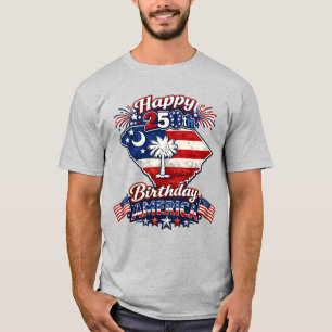 Camiseta Feliz 250º Aniversário América Carolina do Sul Est