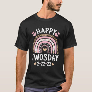 Camiseta Feliz 2.º aniversário 2022 Feira-Leopardo-Rainbo