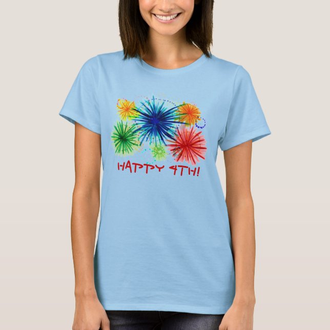 Camiseta Feliz 4ª senhoras tee (Frente)