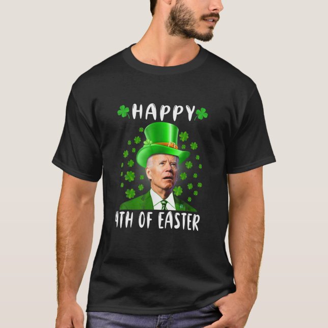 Camiseta Feliz 4º De Dia de São Patrício Engraçado De Biden (Frente)