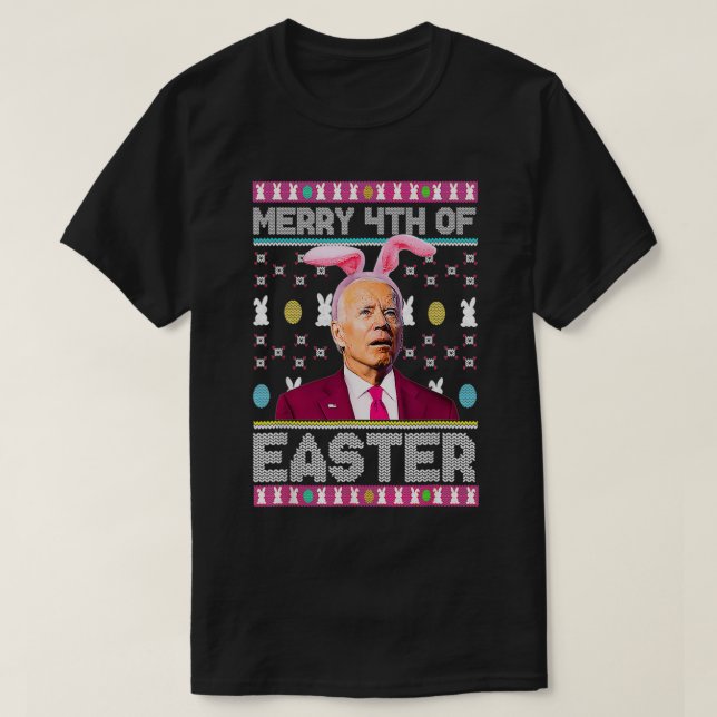 Camiseta Feliz 4º Dia Da Páscoa Garota Coelhinha Biden Engr (Frente do Design)
