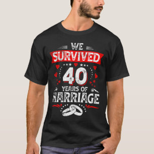 Camiseta Feliz 40º Aniversário de Casamento casais aniversá