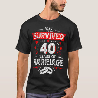 Camiseta Feliz 40º Aniversário de Casamento casais aniversá