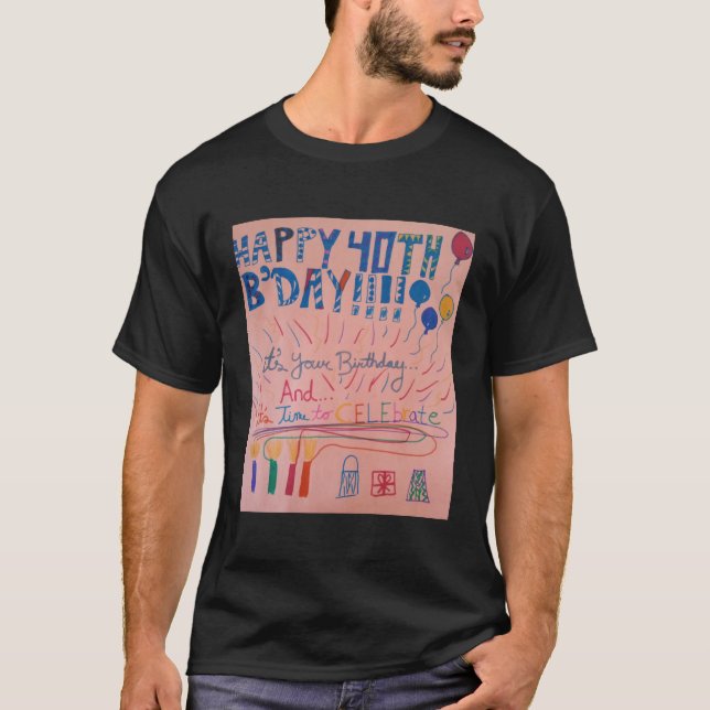 Camiseta Feliz 40º e quarenta festas de aniversário (Frente)
