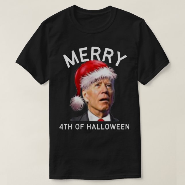 Camiseta Feliz 4 De Halloween, Engraçado Joe Biden Natal (Frente do Design)