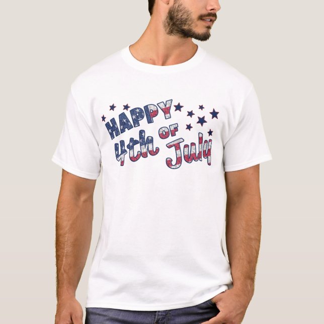 Camiseta Feliz 4 de julho, American Flag T-Shirt (Frente)