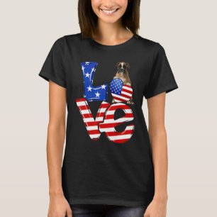Camiseta Feliz 4 De Julho Americano Amor Cachorro Marrom