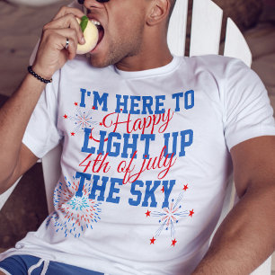 Camiseta Feliz 4 de julho aqui para iluminar o céu