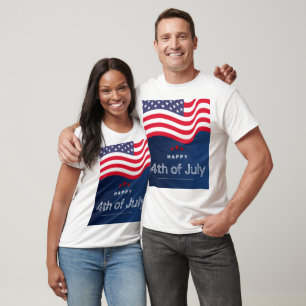 Camiseta Feliz 4 de Julho Bandeira Patriótica do