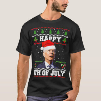 Camiseta Feliz 4 de julho Biden Christmas Santa Hat Ugly S