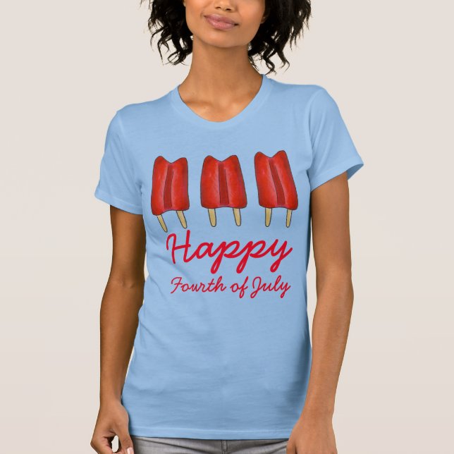 Camiseta Feliz 4 de julho, Cherry Twin Pop Popsicle (Frente)