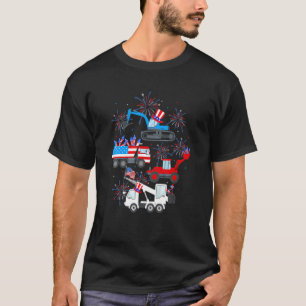 Camiseta Feliz 4 De Julho Da Construção De Caminhões De Cra