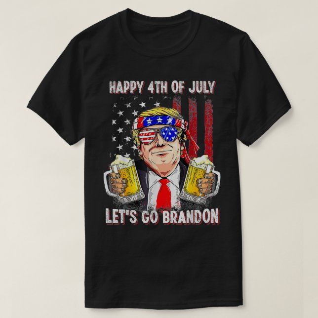 Camiseta Feliz 4 de julho de Go Beer Brandon Trump Beer (Frente do Design)