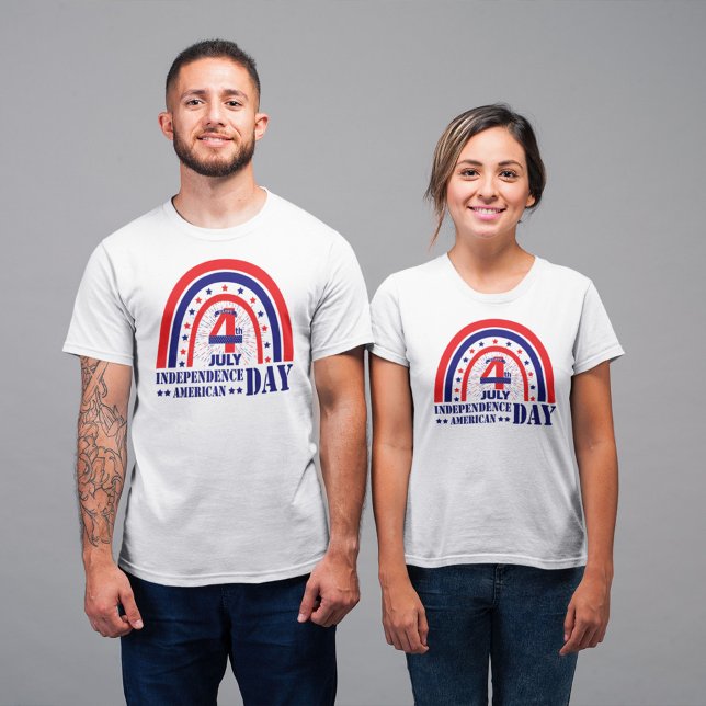 Camiseta Feliz 4 de julho, Design de Red White e Blue Boho (Criador carregado)