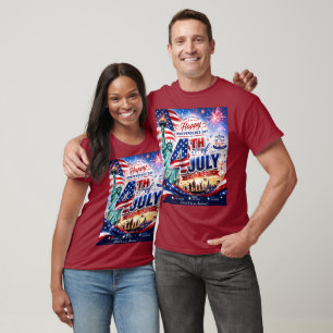 Camiseta Feliz 4 de Julho Dia da Independência Patriótico