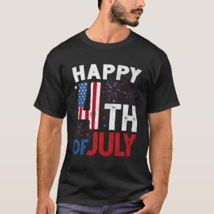 Camiseta Feliz 4 De Julho Dos Eua Flag Fireworks Firecracke