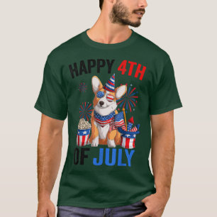 Camiseta Feliz 4 De Julho Dos EUA Fogos De Cachorro America