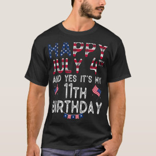 Camiseta Feliz 4 de julho e sim é meu aniversário de 11 des