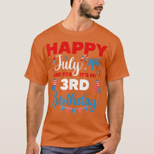 Camiseta Feliz 4 de julho e sim é meu aniversário de 3 anos