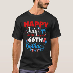 Camiseta Feliz 4 de julho e Sim, é minha 66ª bolsa de anive