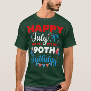Camiseta Feliz 4 de julho e sim, é minha 90 de aniversário