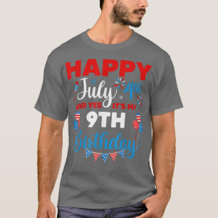 Camiseta Feliz 4 de julho e sim é o meu nono aniversário In
