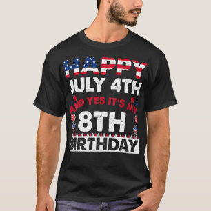Camiseta Feliz 4 de julho e Sim É o meu oitavo aniversário