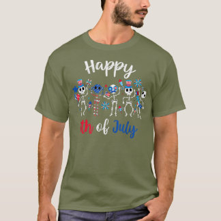 Camiseta Feliz 4 de julho Esqueleto Engraçado América Patri