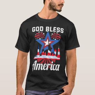 Camiseta Feliz 4 de julho EUA dizendo américa deus abençoe