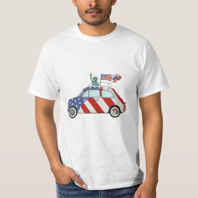 Camiseta Feliz 4 de julho Fiat 500 (Frente)
