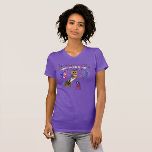 Camiseta Feliz 4 de julho, fogos de artifício, Feliz Aniver
