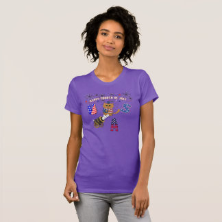 Camiseta Feliz 4 de julho, fogos de artifício, Feliz Aniver