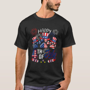 Camiseta Feliz 4 De Julho, Fogos De Bandeira Dos EUA Três C