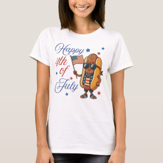 Camiseta Feliz 4 de Julho Hotdog