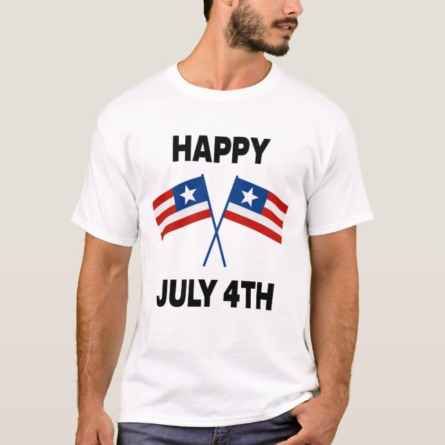 Camiseta FELIZ 4 DE JULHO (impressão em branco) (Frente)