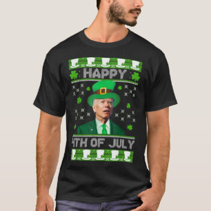 Camiseta Feliz 4 De Julho Joe Biden Leprechaun Ugly Rua Pat