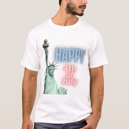 Camiseta Feliz 4 de julho Lady Liberty Neon