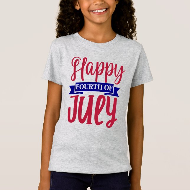 Camiseta Feliz 4 De Julho, Meninas (Frente)