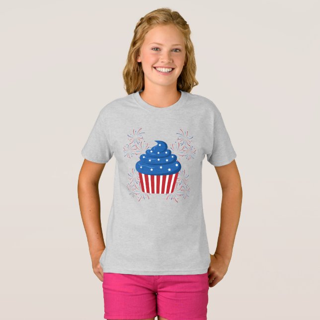 Camiseta Feliz 4 de julho Meninas T-shirt (Frente Completa)